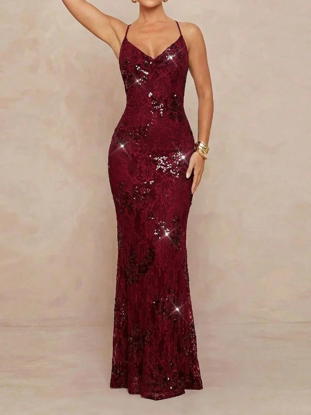 Burgundy Party Women's Elegant Formal Maxi Dress